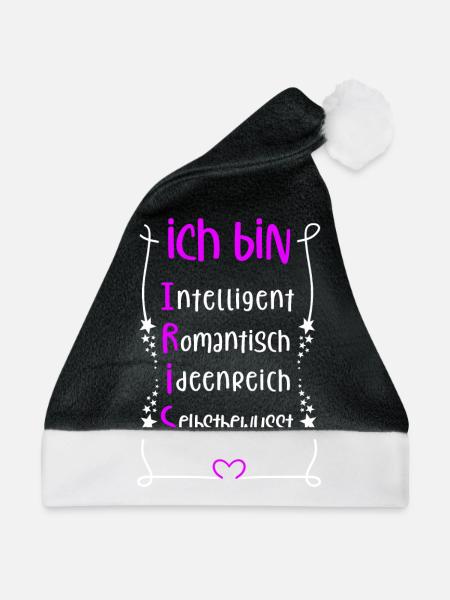 Für den besten Menschen - Ich bin Iris - Weihnachtsmütze - Schwarz/Weiß - Vorne