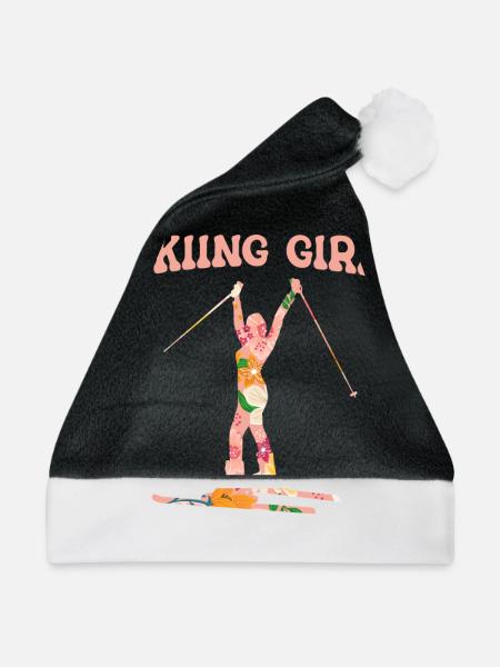 Ski Skifahren Skier - Weihnachtsmütze - Schwarz/Weiß - Vorne