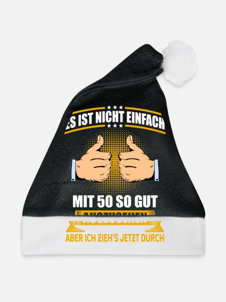 50 Geburtstag Mann - Weihnachtsmütze - Schwarz/Weiß - Vorne