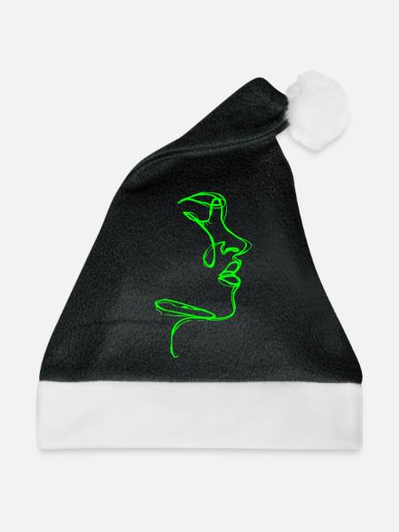 Lineart Gesicht - Weihnachtsmütze - Schwarz/Weiß - Vorne