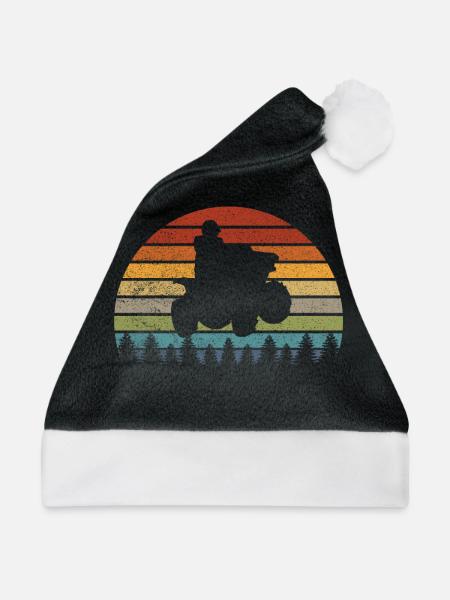 Retro Quad Vntage Atv - Weihnachtsmütze - Schwarz/Weiß - Vorne