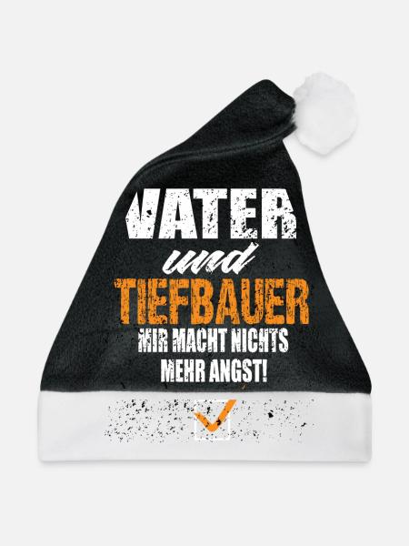 Vater und Tiefbauer - Weihnachtsmütze - Schwarz/Weiß - Vorne