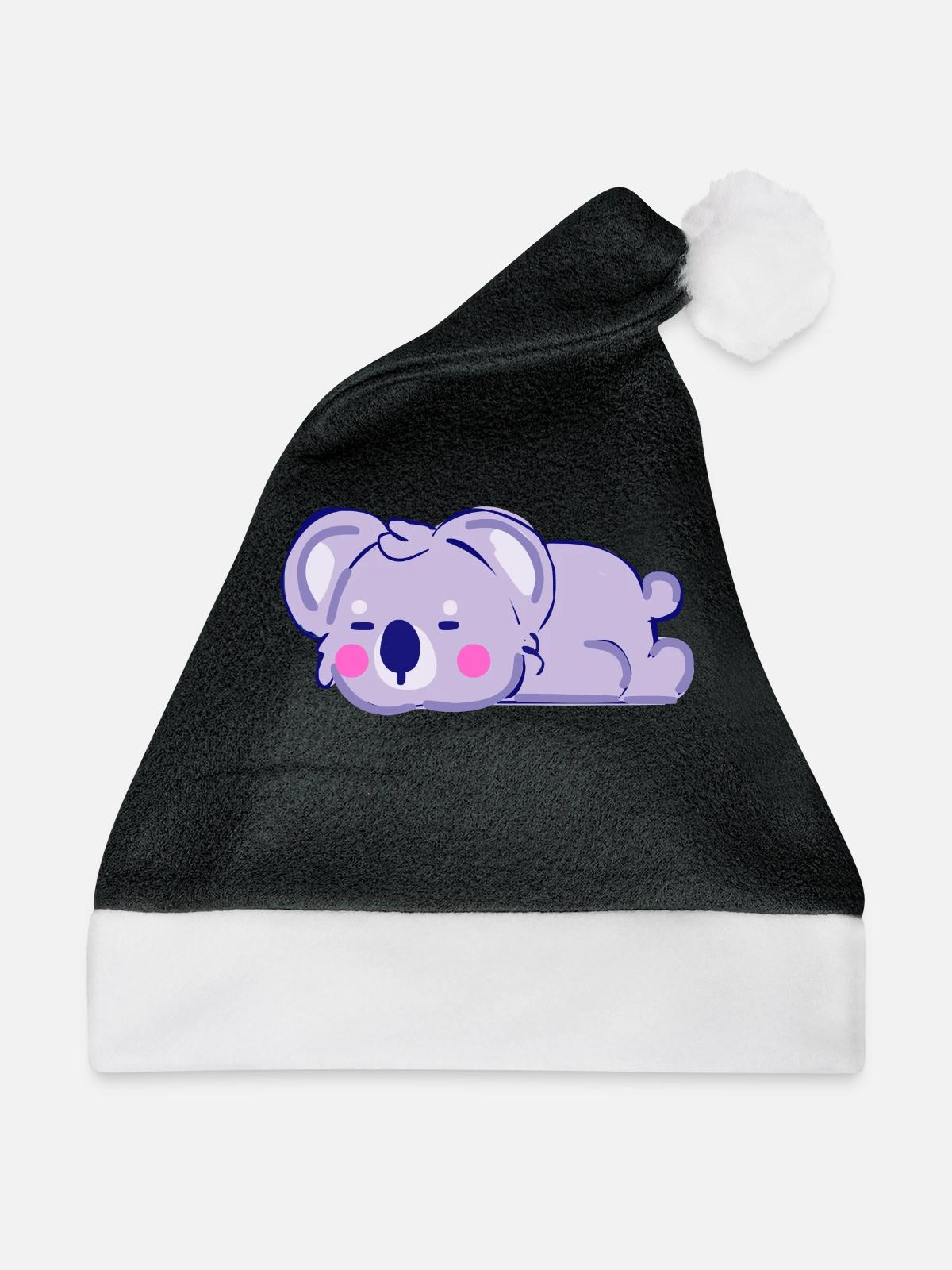 Schlafendes Koala - Weihnachtsmütze - Schwarz/Weiß - Vorne