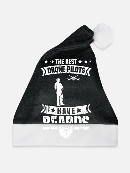 Drone Dronenpilot Quadrocopter - Weihnachtsmütze - Schwarz/Weiß - Vorne
