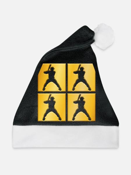 Baseball goldenes Logo - Weihnachtsmütze - Schwarz/Weiß - Vorne