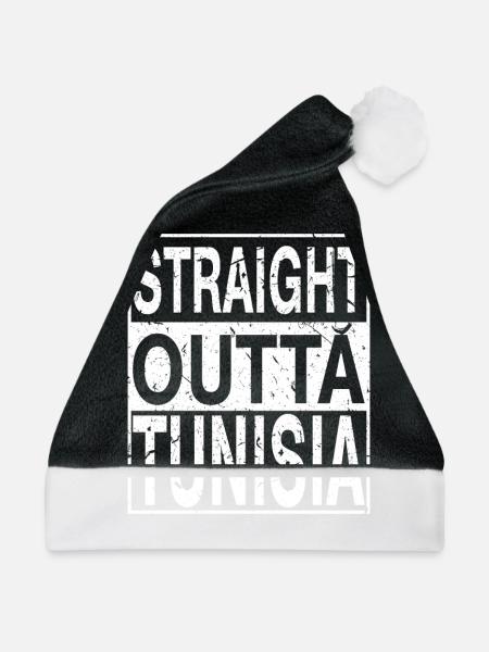 Tunesien Straight outta Tunesien - Weihnachtsmütze - Schwarz/Weiß - Vorne