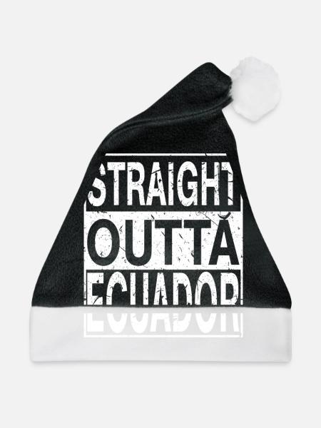 Ecuador Straight outta Ecuador - Weihnachtsmütze - Schwarz/Weiß - Vorne