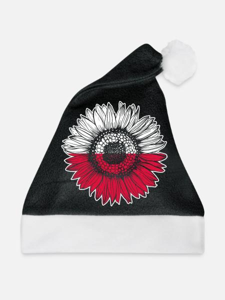 Polen Flagge Sonnenblume - Weihnachtsmütze - Schwarz/Weiß