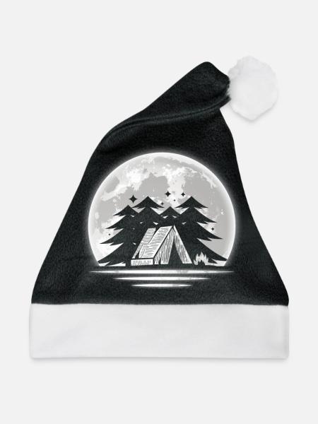 Camp Camping Camper Mond - Weihnachtsmütze - Schwarz/Weiß - Vorne