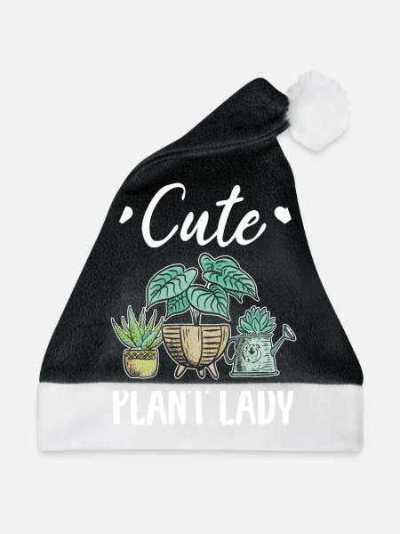 Cute Plant Lady Gardening Plant Lover Plants - Weihnachtsmütze - Schwarz/Weiß - Vorne