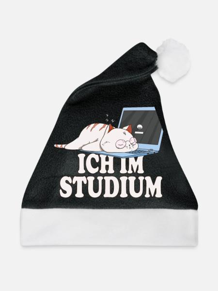 Ich im Studium schlafende katze - Weihnachtsmütze - Schwarz/Weiß - Vorne