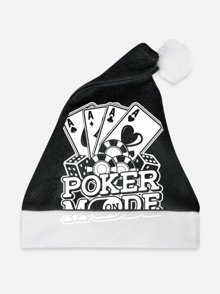 Poker Pokerspieler Texas Holdem - Weihnachtsmütze - Schwarz/Weiß - Vorne