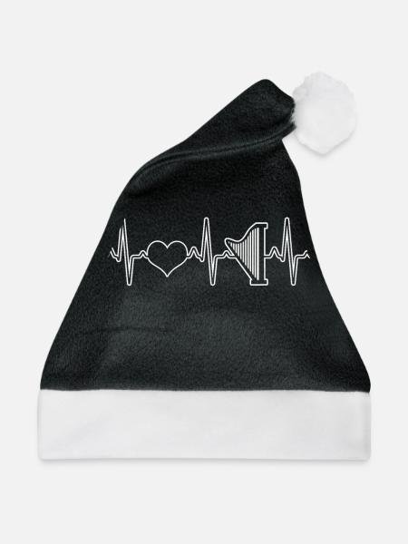 Harfe Instrument - Weihnachtsmütze - Schwarz/Weiß - Vorne