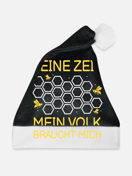 Keine Zeit mein Volk braucht mich Biene Imker - Weihnachtsmütze - Schwarz/Weiß