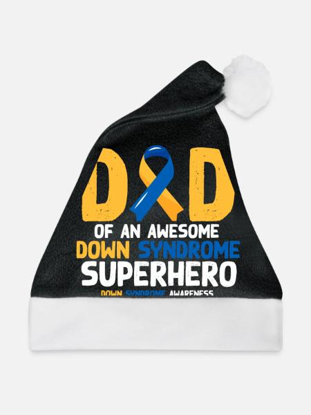 Down-Syndrom-Superheld, Down-Syndrom-Bewusstsein - Weihnachtsmütze - Schwarz/Weiß - Vorne