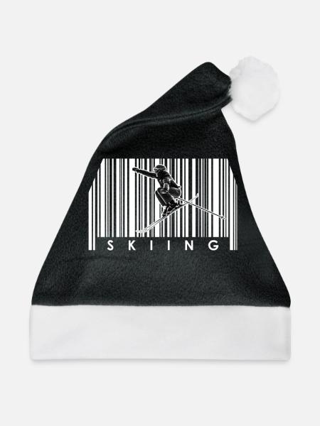 Ski Skifahren Skier - Weihnachtsmütze - Schwarz/Weiß - Vorne