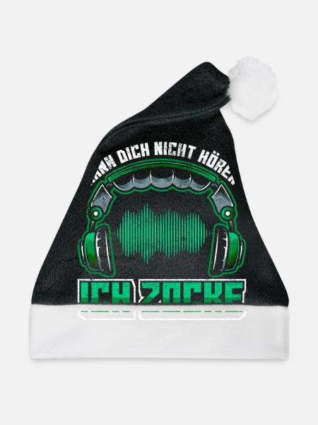Gamer | Zocker Spruch mit Headset - Weihnachtsmütze - Schwarz/Weiß