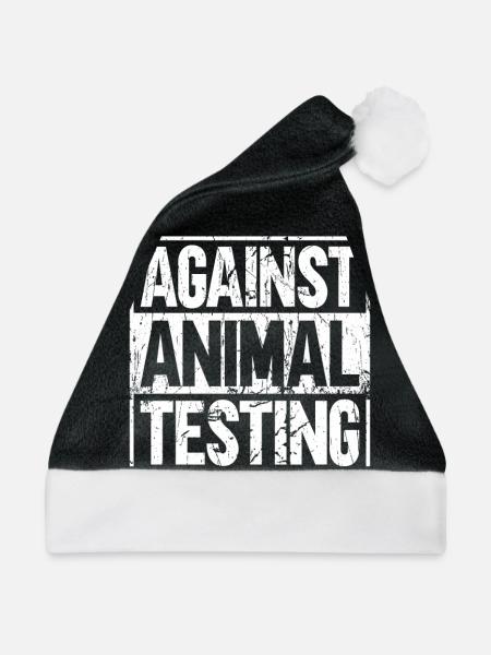 Gegen Tierversuche - Tierrechtsaktivist Tierheim - Weihnachtsmütze - Schwarz/Weiß - Vorne