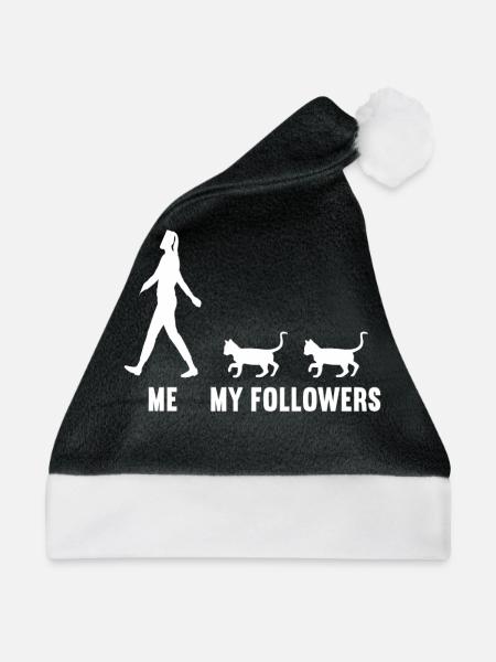 Ich und meine Follower Katze Mieze Kätzchen Katzen - Weihnachtsmütze - Schwarz/Weiß - Vorne
