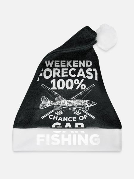 Gar Fishing I Wochenend-Prognose 100% Chance auf - Weihnachtsmütze - Schwarz/Weiß - Vorne