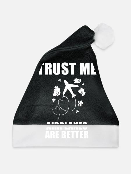 Flugzeug Pilot Spruch Geschenk - Weihnachtsmütze - Schwarz/Weiß