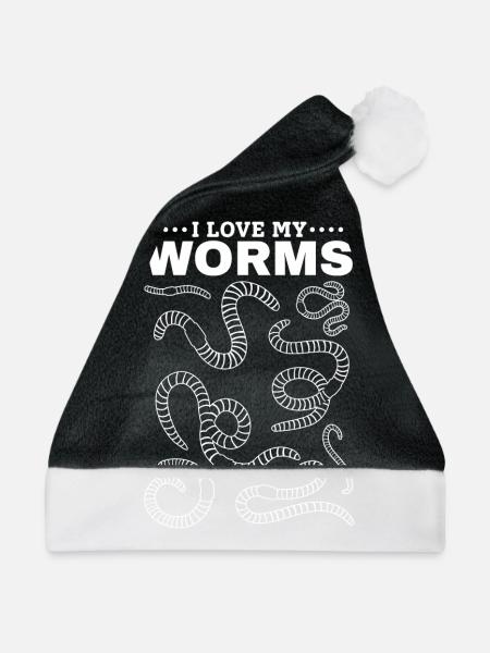 Worms Farmer Compost Worms Wurmfarm Ich liebe - Weihnachtsmütze - Schwarz/Weiß - Vorne