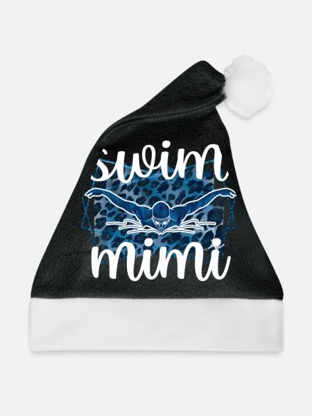 Stolze Schwimm-Mimi Schwimmer Mimi Oma Geschenk - Weihnachtsmütze - Schwarz/Weiß - Vorne