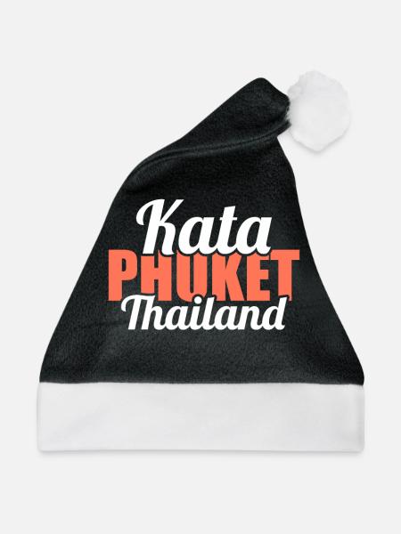 Vintage Thailand Asia Sunset Phuket Kata - Weihnachtsmütze - Schwarz/Weiß - Vorne