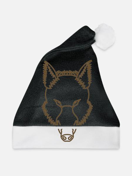 Wilder Eber Tier Motiv Aufdruck mit Wildschwein - Weihnachtsmütze - Schwarz/Weiß - Vorne
