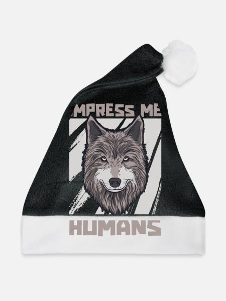 Wolf - Weihnachtsmütze - Schwarz/Weiß