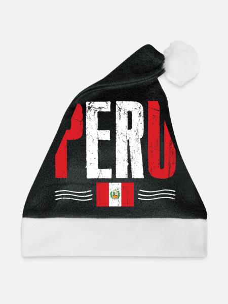 Peru Fan, Südamerika - Weihnachtsmütze - Schwarz/Weiß - Vorne
