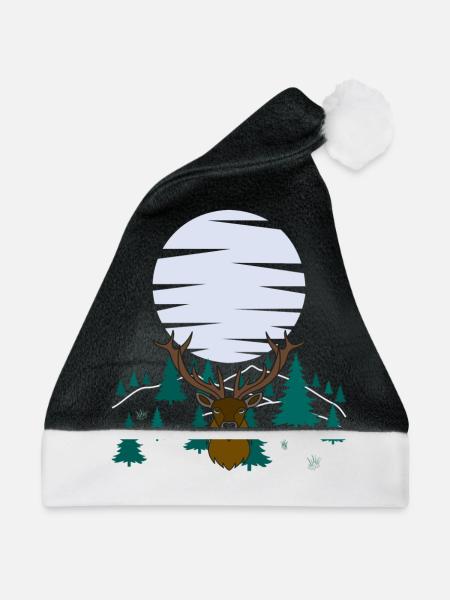 Hirsch Mond Geweih mit Hirschgeweih - Weihnachtsmütze - Schwarz/Weiß