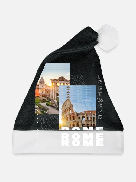 Rom Rome Italien Stadt Skyline Heimat Liebe - Weihnachtsmütze - Schwarz/Weiß - Vorne