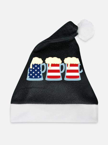 Craft Beer Brewery American Flag USA IPA - Weihnachtsmütze - Schwarz/Weiß - Vorne