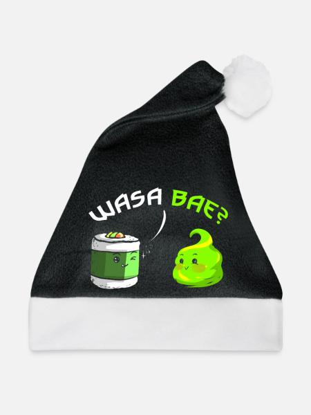 Wasa Bae Wasabi Japanese Food Happy Sushi - Weihnachtsmütze - Schwarz/Weiß - Vorne