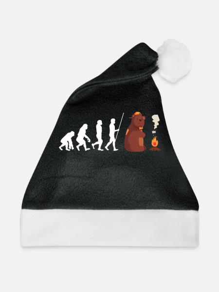 Marshmallow Sandwich Camper Smore Hiking Campfire - Weihnachtsmütze - Schwarz/Weiß - Vorne