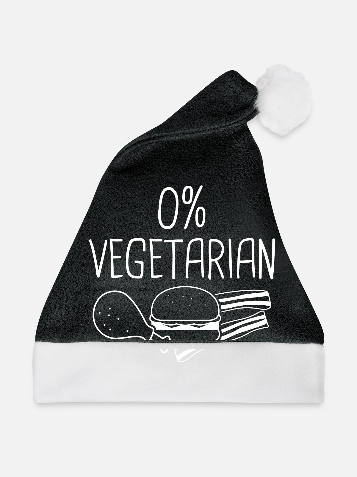0% Vegetarian - Zero Percent Vegetarian - Weihnachtsmütze - Schwarz/Weiß - Vorne
