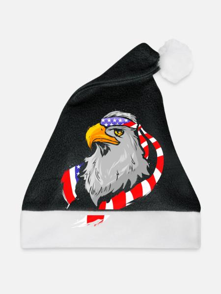 American Bald Eagle American 4th of July Patriotic - Weihnachtsmütze - Schwarz/Weiß - Vorne