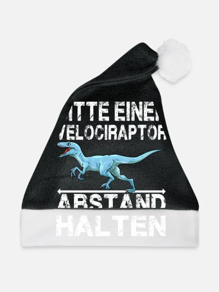 Dinosaurier Velociraptor Raptor Dino - Weihnachtsmütze - Schwarz/Weiß - Vorne