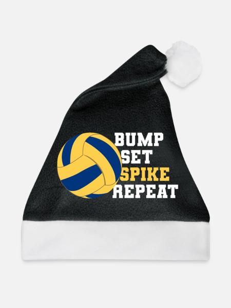 Volleyball Bump Set Spike Repeat - Weihnachtsmütze - Schwarz/Weiß - Vorne