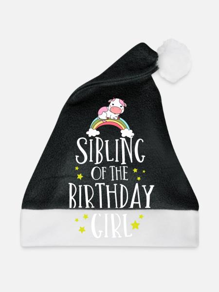 Kuhgeburtstag, Bauer Geburtstag Mädchen - Weihnachtsmütze - Schwarz/Weiß