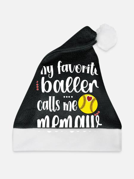 Memaw Oma Von Softballspieler Softball Memaw - Weihnachtsmütze - Schwarz/Weiß - Vorne
