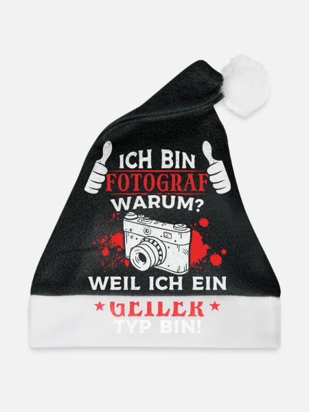 Fotografen Ich Bin Fotograf Kamera Fotograf Geiler - Weihnachtsmütze - Schwarz/Weiß - Vorne