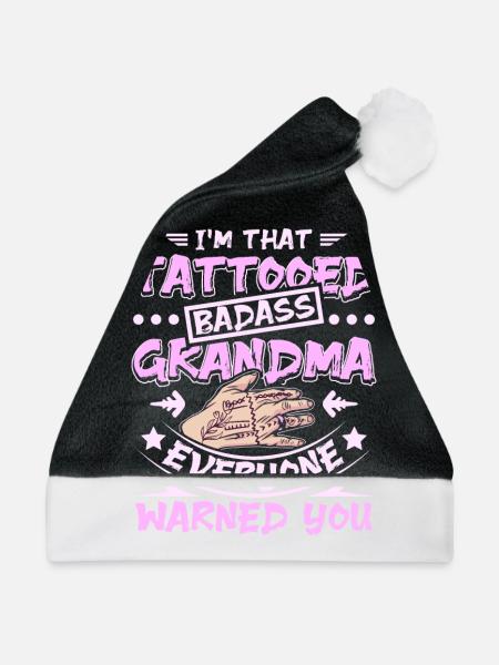Tattooed badass grandma - Weihnachtsmütze - Schwarz/Weiß - Vorne