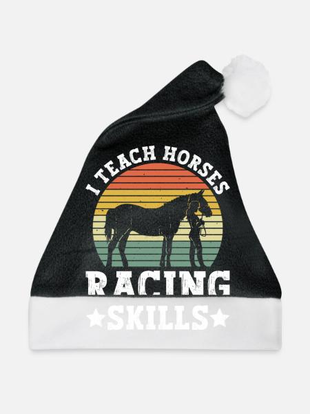 Pferdetrainer Reiten Pferd Reitlehrer - Weihnachtsmütze - Schwarz/Weiß - Vorne