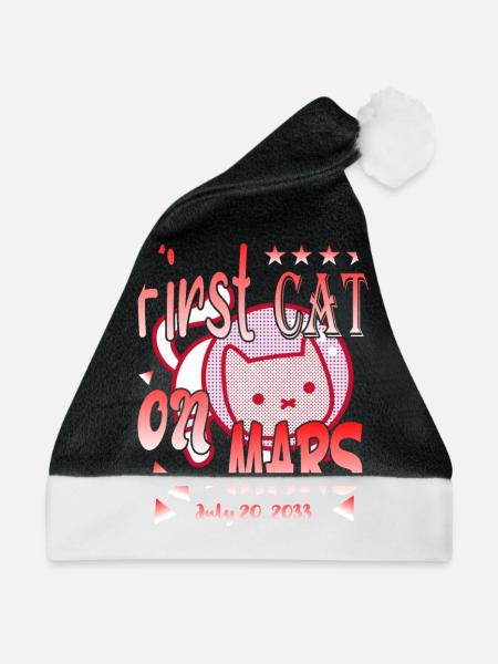 First Cat on Mars - Weihnachtsmütze - Schwarz/Weiß