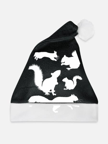 Eichhörnchen, niedlicher Eichhörnchen-Liebhaber, - Weihnachtsmütze - Schwarz/Weiß
