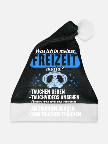 was ich in Freiteit mache Tauchen Tauch Taucher - Weihnachtsmütze - Schwarz/Weiß - Vorne