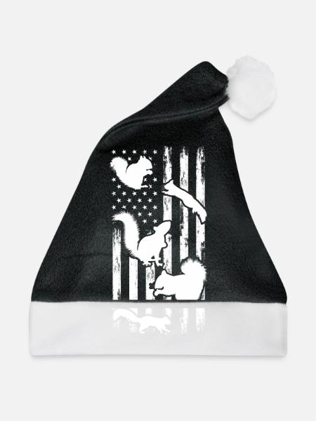 Niedliches Eichhörnchen US-Flagge Eichhörnchen - Weihnachtsmütze - Schwarz/Weiß