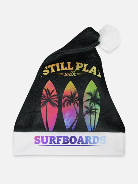 Watersurfer Surfboard Surfing Ich spiele immer - Weihnachtsmütze - Schwarz/Weiß